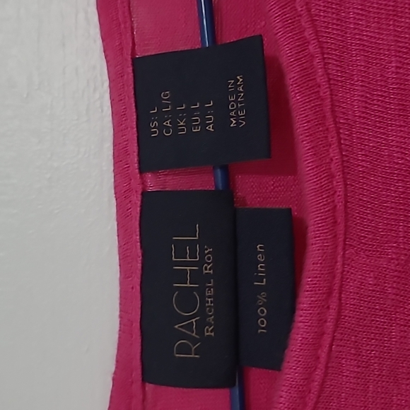 RACHEL Rachel Roy 100% Linen Twist Front Pink Tshirt - Picture 6 of 8